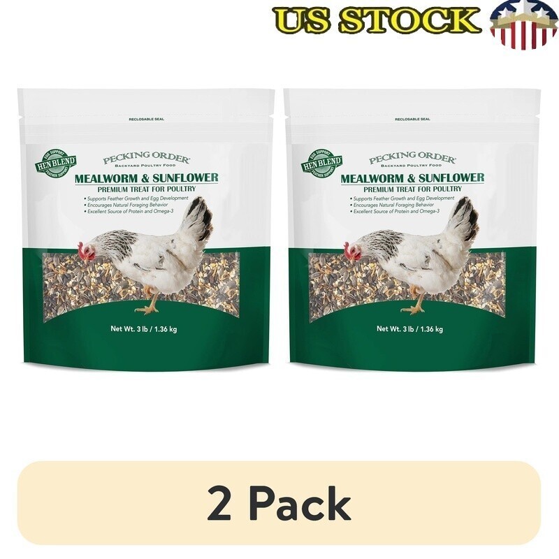 Pecking Order Mealworm Sunflower Treats Chickens 3 Lb High Protein Snack 2 Pack