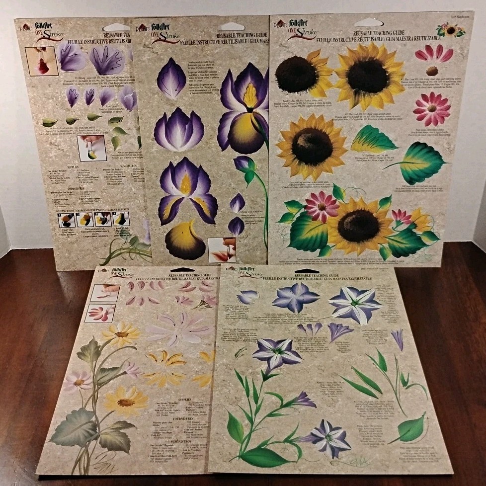 Plaid Folk Art One Stroke Reusable Teaching Art Guide Mini Design Lot of 5 (D)