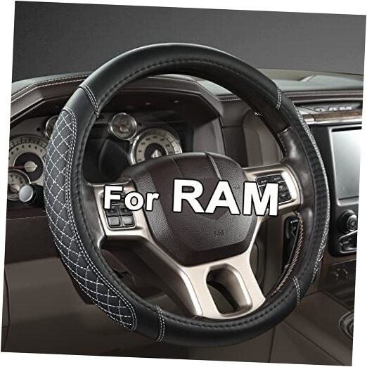 Customized Auto Car Steering Wheel Cover for Dodge RAM 1500 2500 3500, 15.5 