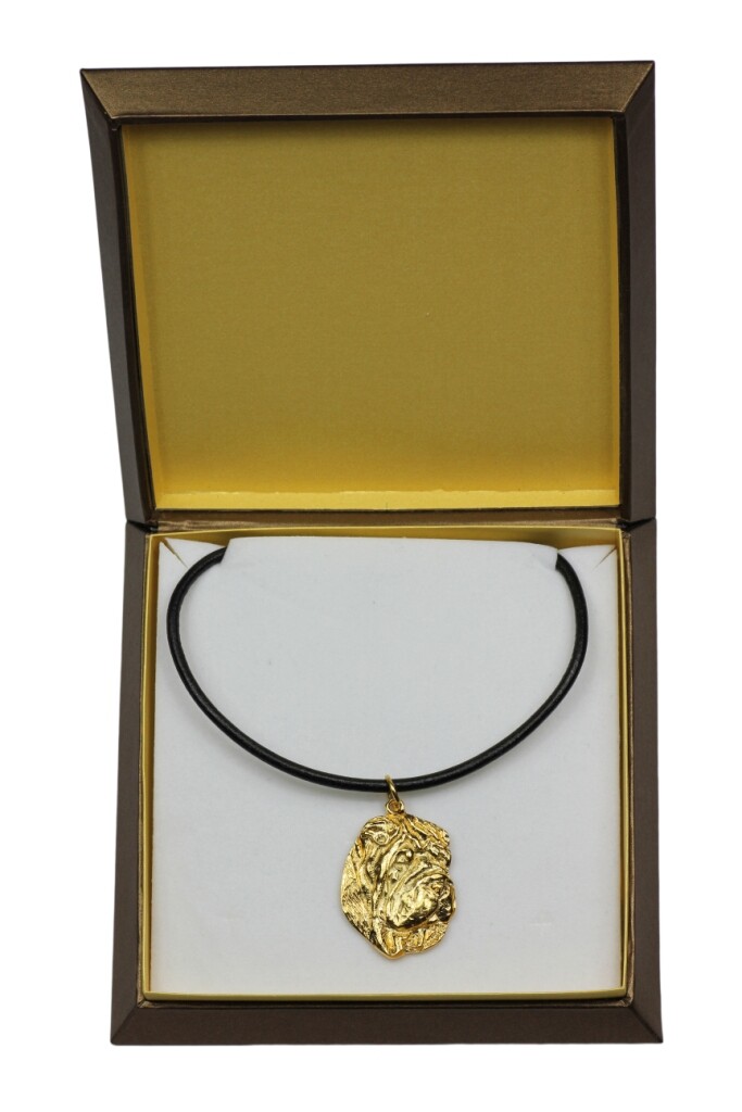 Shar Pei - Dog Collar In Gift Box, Gold-Plated Pendant For Dog Lovers