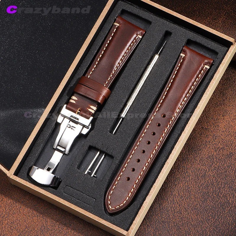 Genuine Leather Strap Wrist Bracelet Band Butterfly with Box