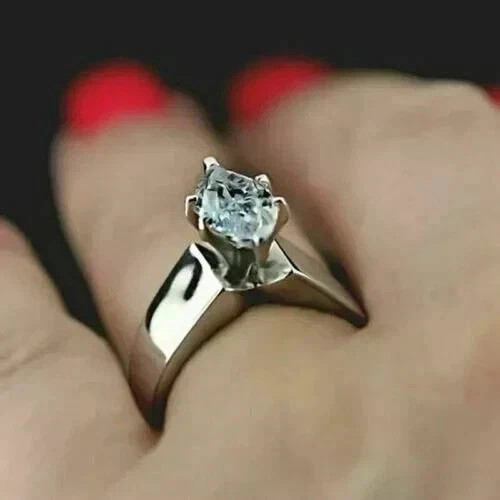 2Ct Marquise Lab Created Diamond Solitaire Engagement Ring 14k White Gold Plated