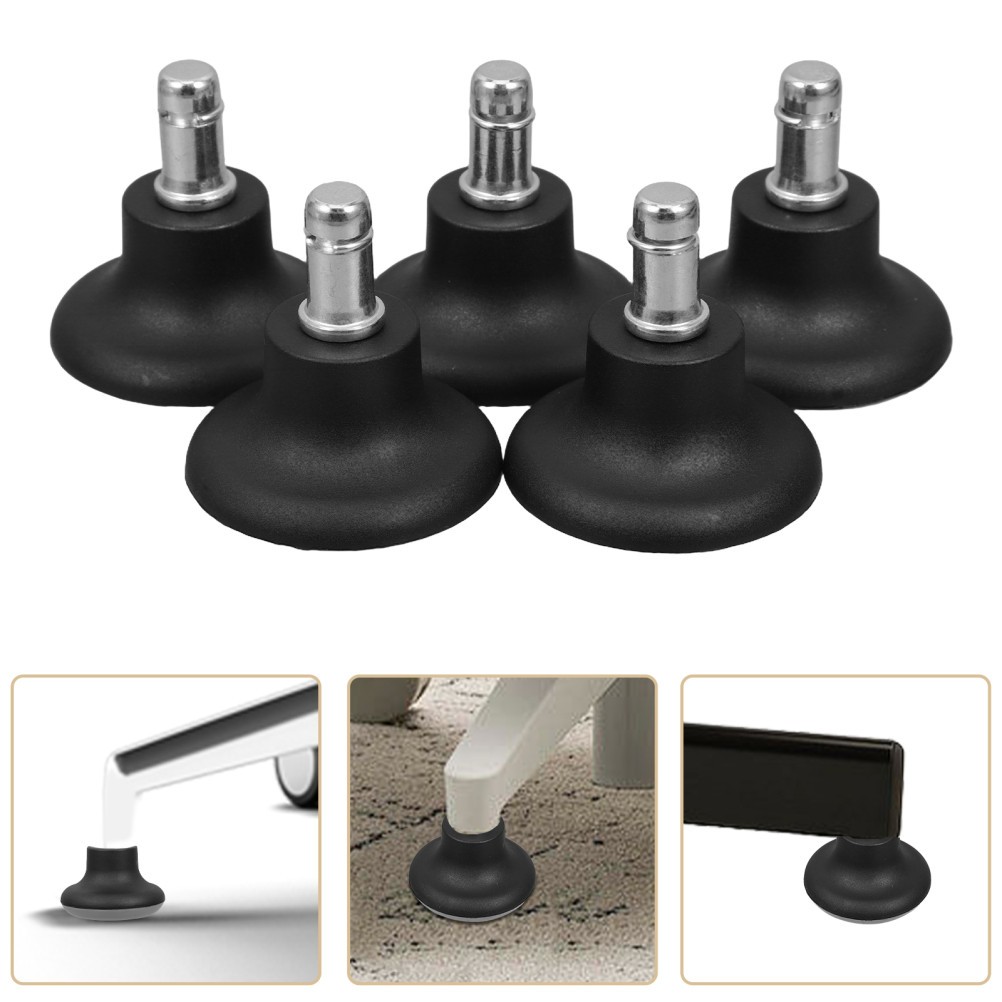 5 Pcs Fixed PU Caster Wheels for Office Chair Replacement Bell Glides Set