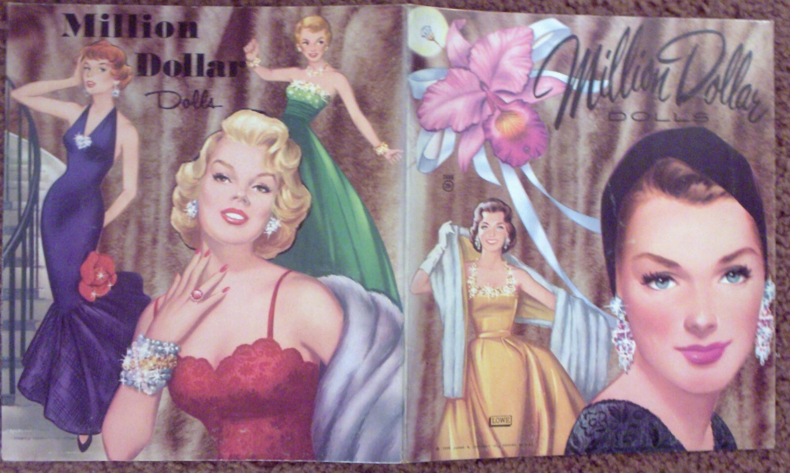 VINTAGE UNCUT 1958 MILLION DOLLAR  PAPER DOLLS~8 PAGES CLOTHING~#1 REPRODUCTION