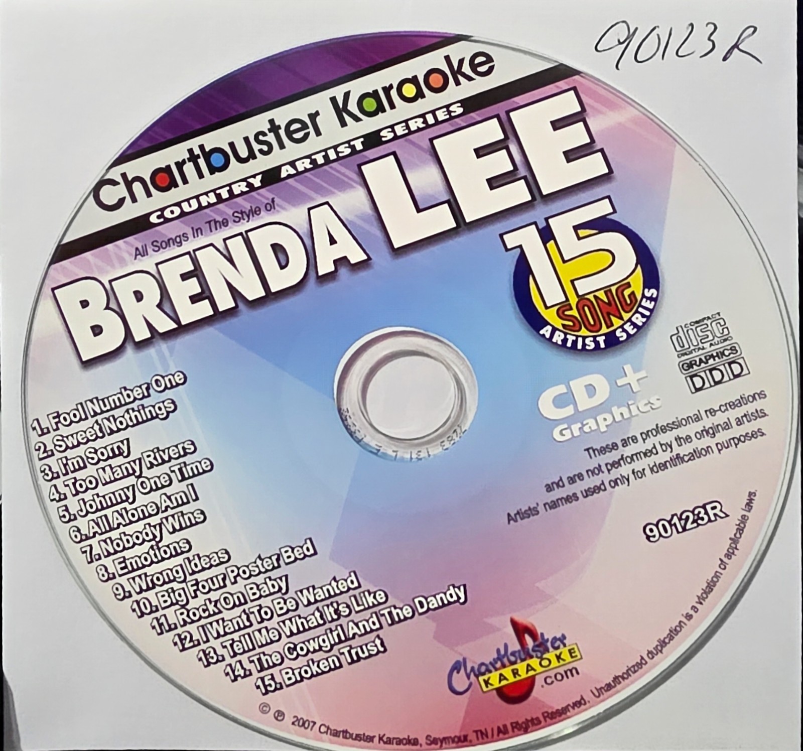 90123R   BRENDA LEE  CHARTBUSTER  KARAOKE CDG  LOT LONG DRIVE