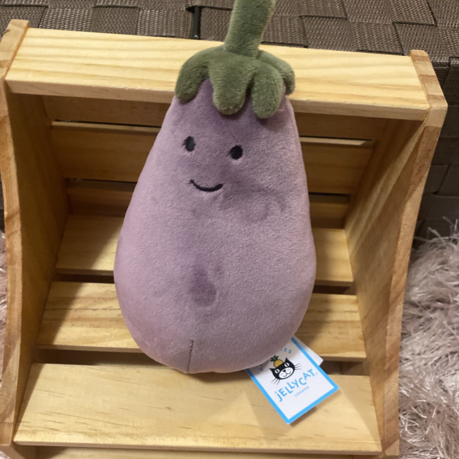 NWT Jellycat Vivacious Aubergine Eggplant Purple Vegetable Plush Doll Stuffed 7”