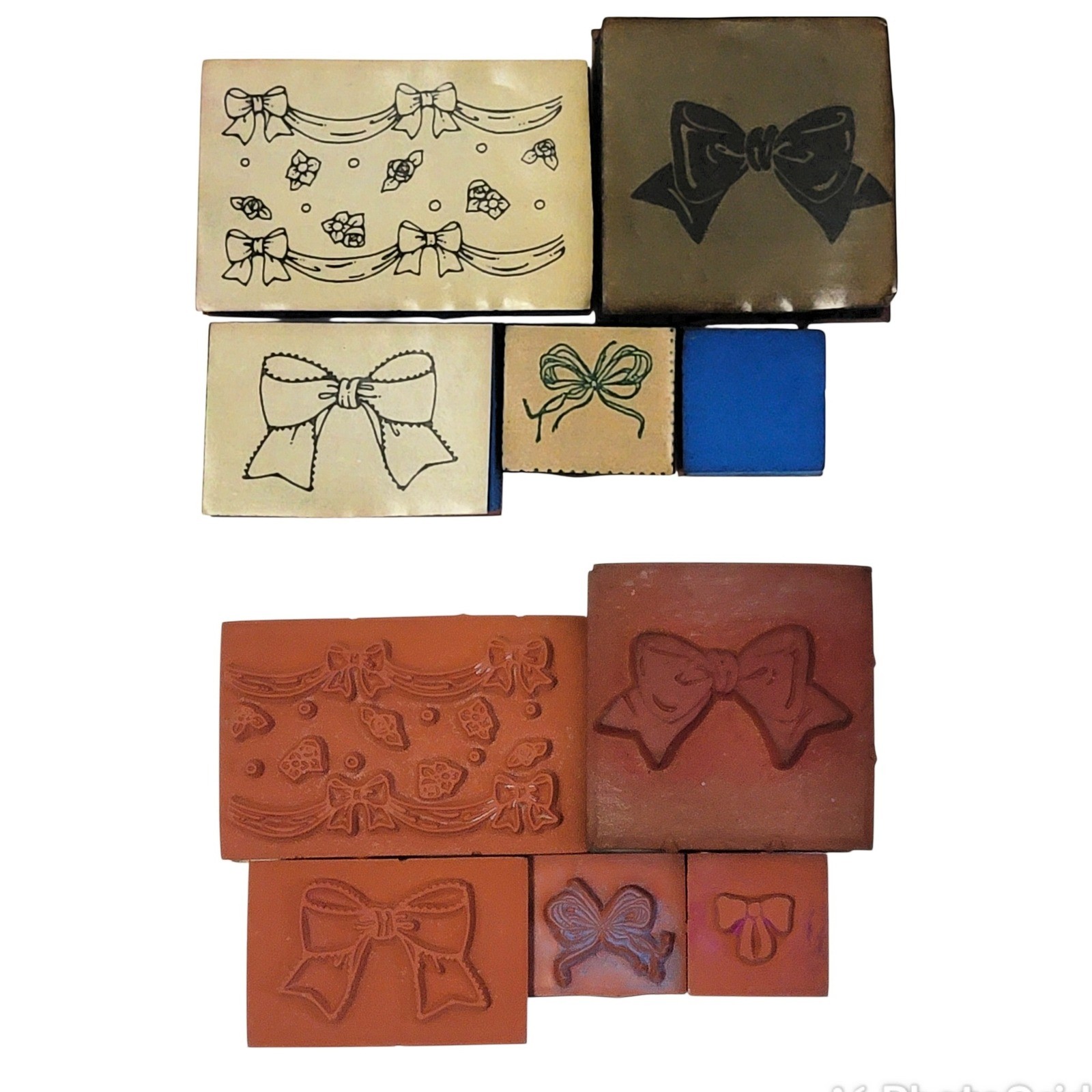 VTG Bow Rubber Stamp Set 5 Pc Foam Crafts Scrapbooking Card Making Bundle Lot