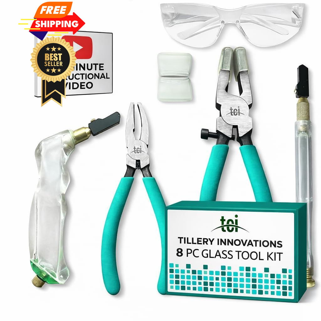 Professional 8 PC Stained Glass Tool Kit with Instructional Video, Oil... 