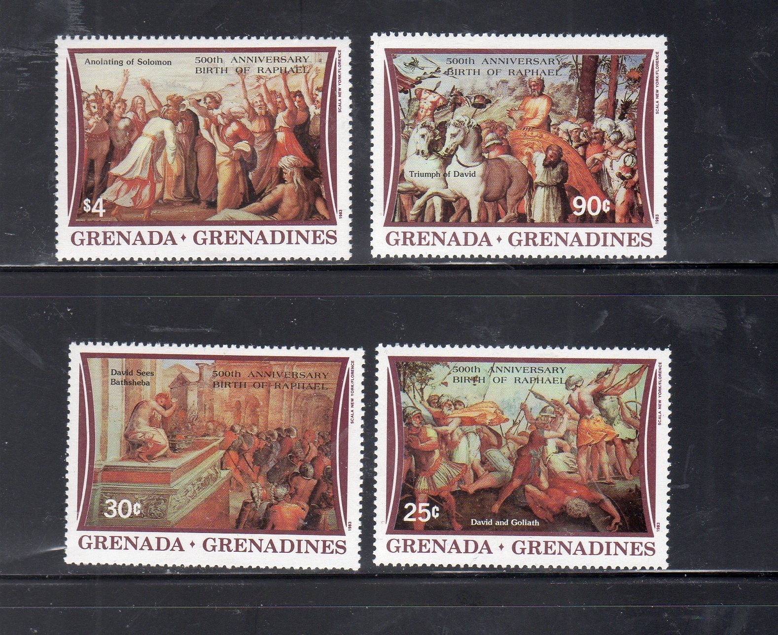 GRENADA GRENADINES #534-537 RAPHAEL PAINTINGS MINT VF NH O.G 