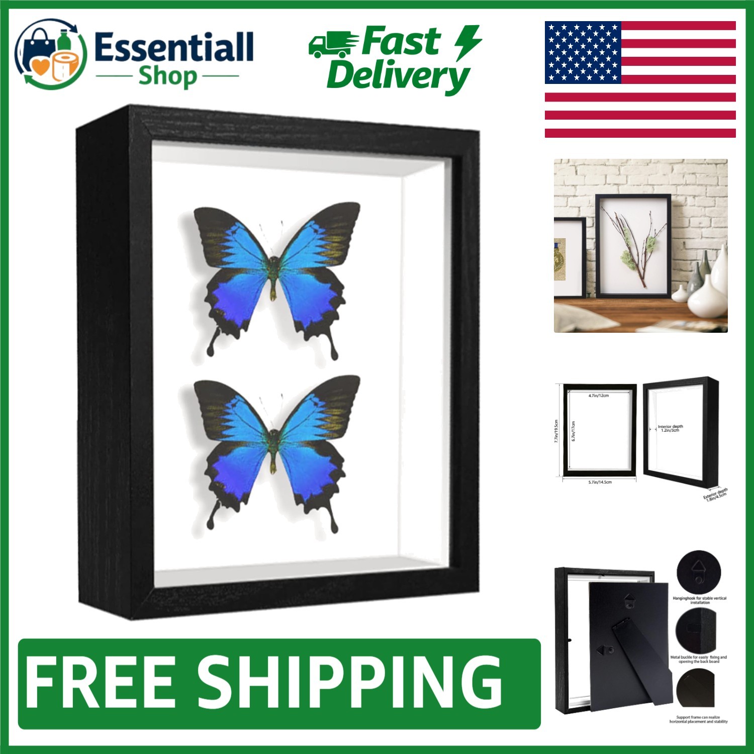 Elegant 5x7 Shadow Box Frame - Displays Memories, Crafts & Photos Stylishly