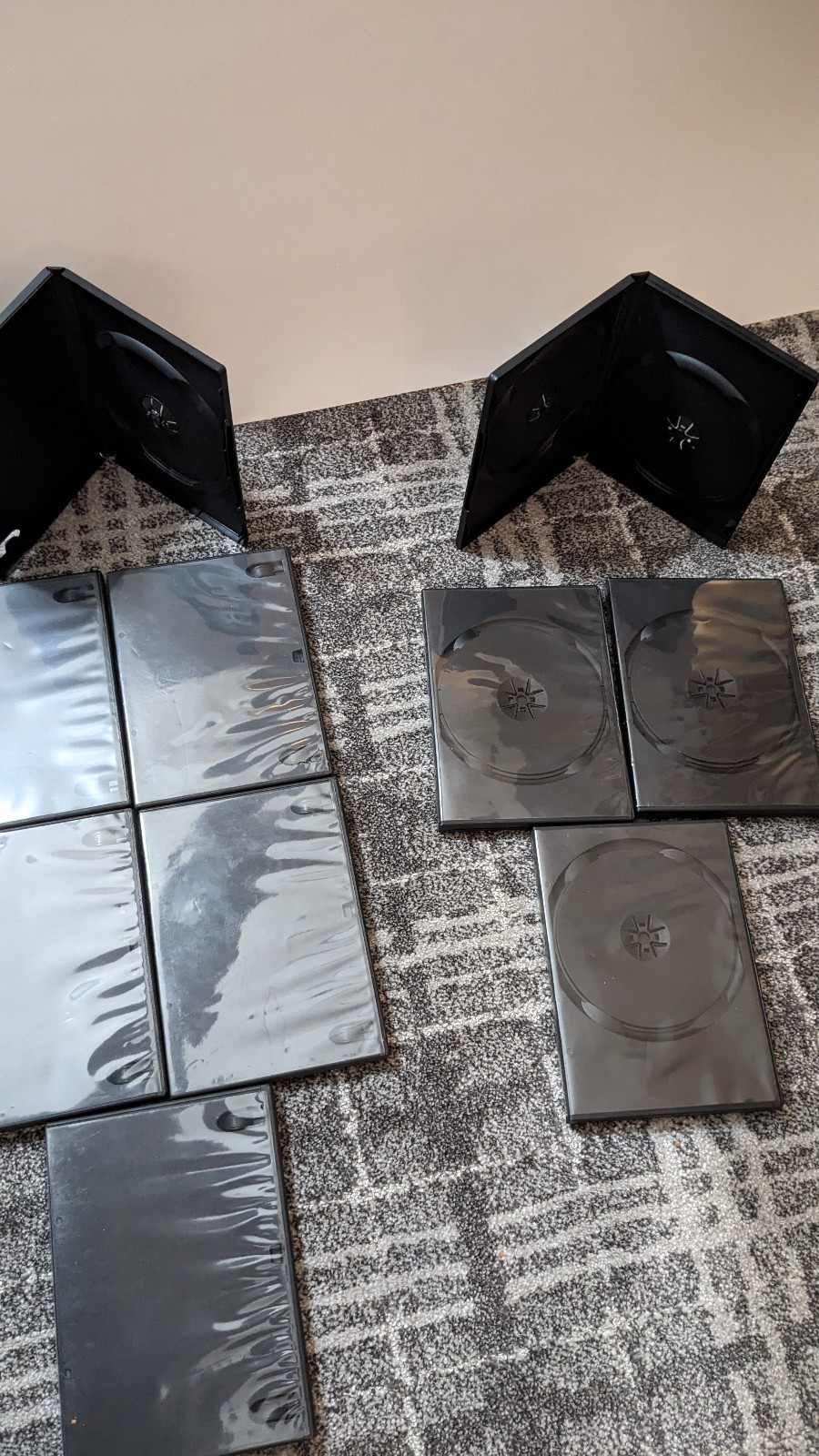 Lot of 10 Empty DVD Cases – 4 Dual & 6 Single (Black)