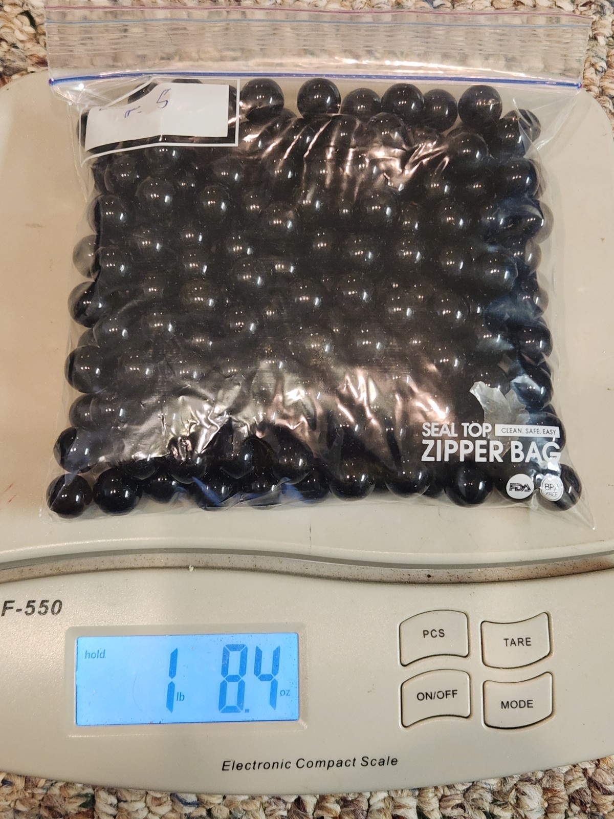 1 lb 8 oz Black Glass Marbles ~ Standard 5/8" Size ~ Bulk Lot