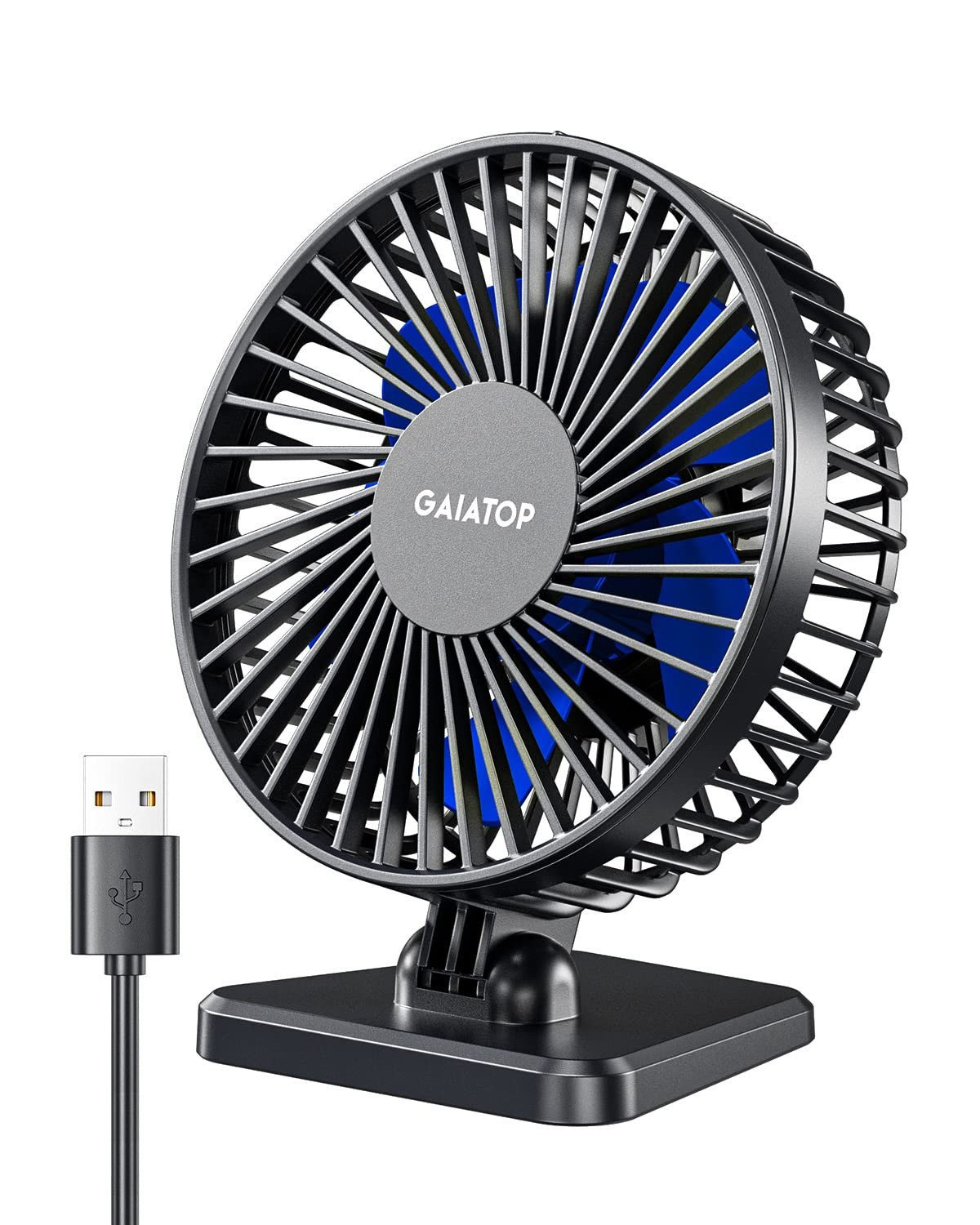 Gaiatop USB Desk Fan, Small But Powerful, Personal Portable Quiet Small, Blue 
