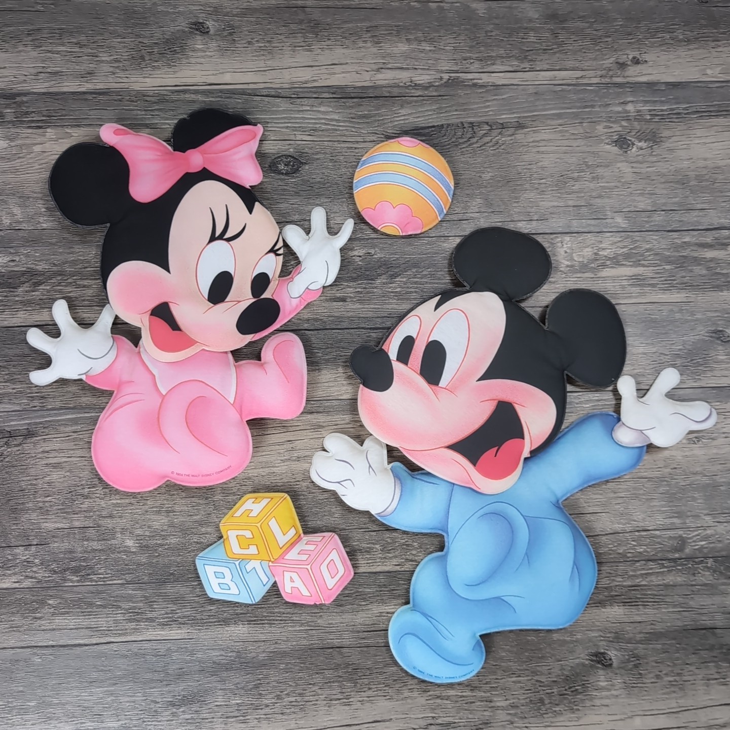 VTG Disney Babies Minnie Mickey Mouse Wall Decor Plush Soft Nursery Baby 1984