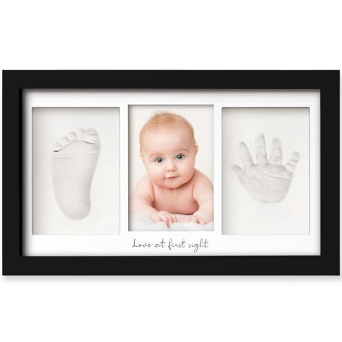  Baby Hand and Footprint Kit - Clay Handprint Duo Frame, 13" x 7.8" Onyx Black