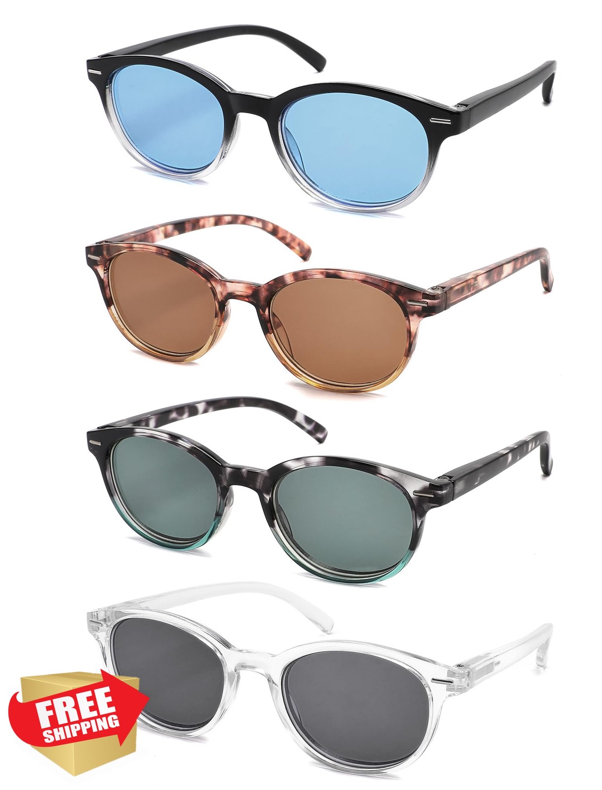 MODFANS 4pk Readers Sunglasses Blue Light Blocking UV Filter 0.5