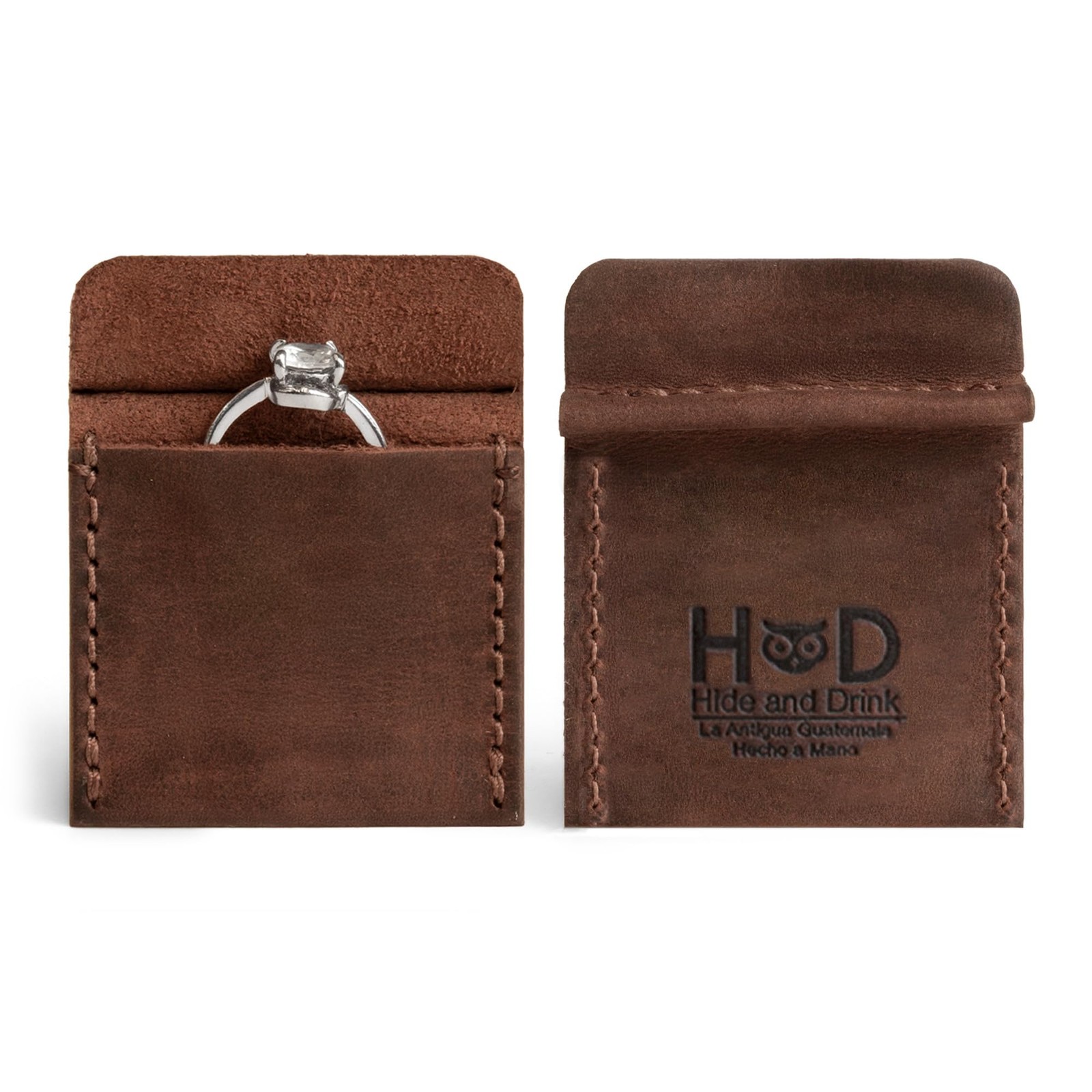 Full Grain Leather Wedding Ring Box, Engagement Rings Case, Pouch Organizer f...