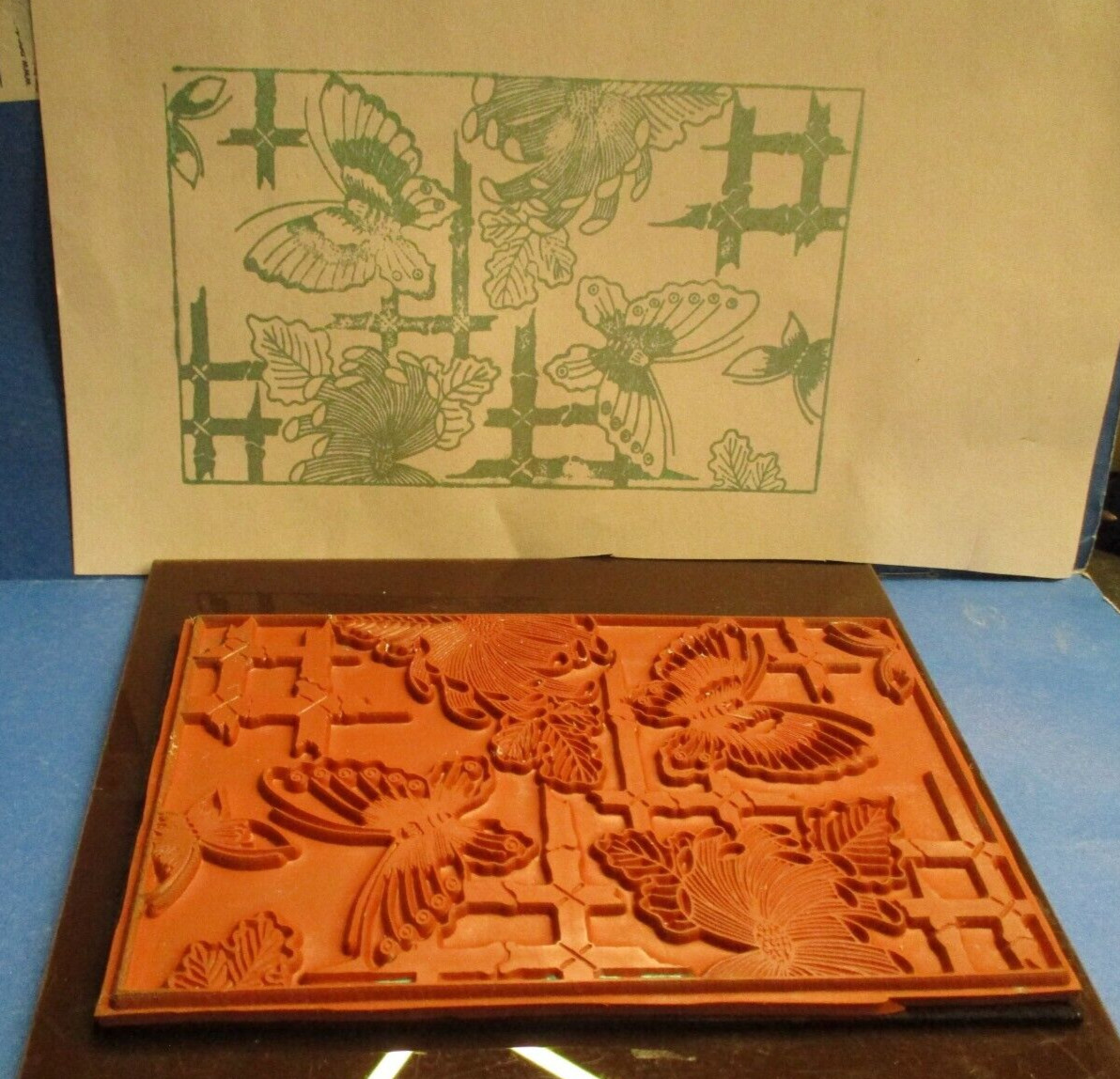 XL BUTTERFLIES ORIENTAL FLAIR RUBBER STAMP ACRYLIC MTD - RARE