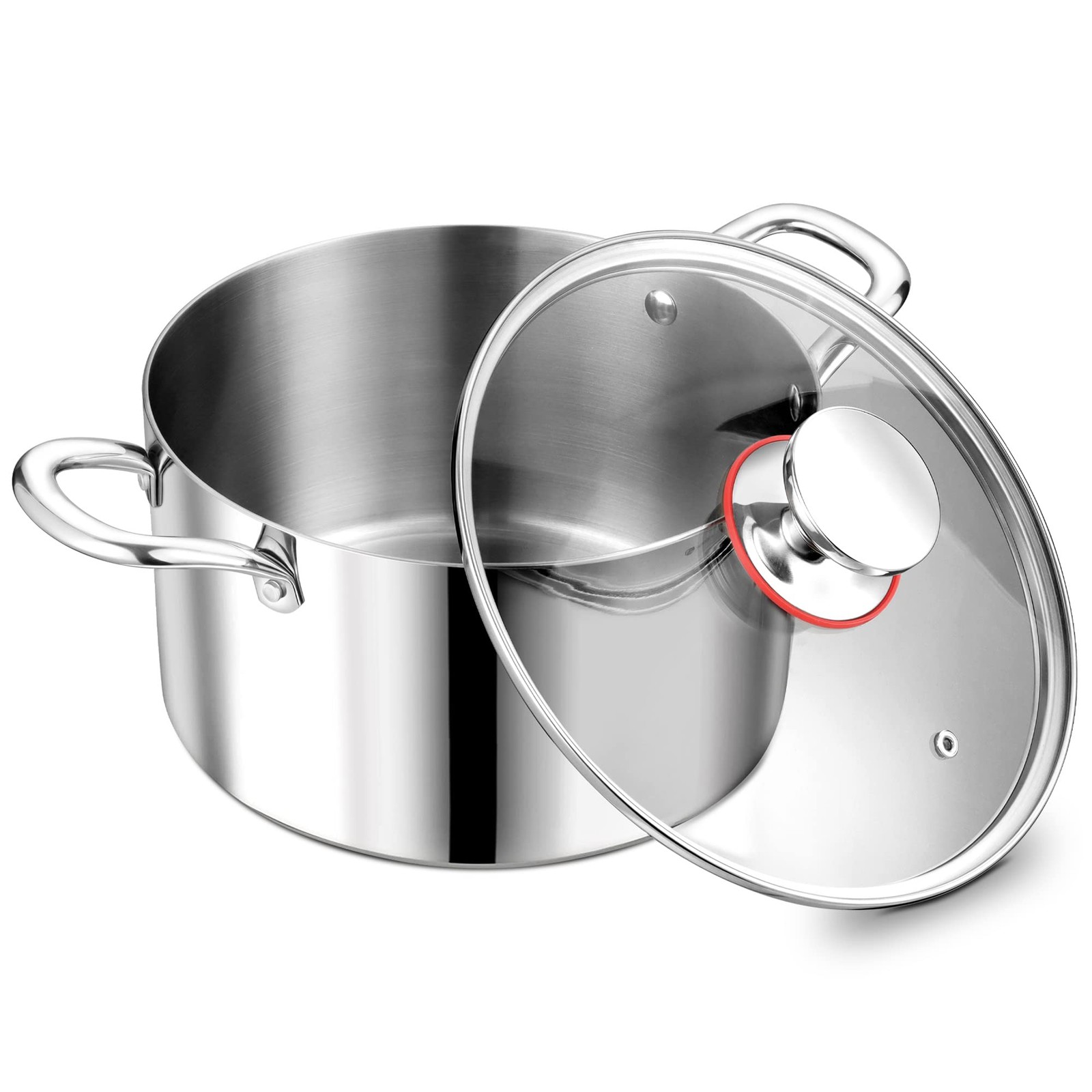 P&P CHEF 5 Quart Tri-Ply Stainless Steel Stock Pot, 5 Qt 5 Quarts, Silver 