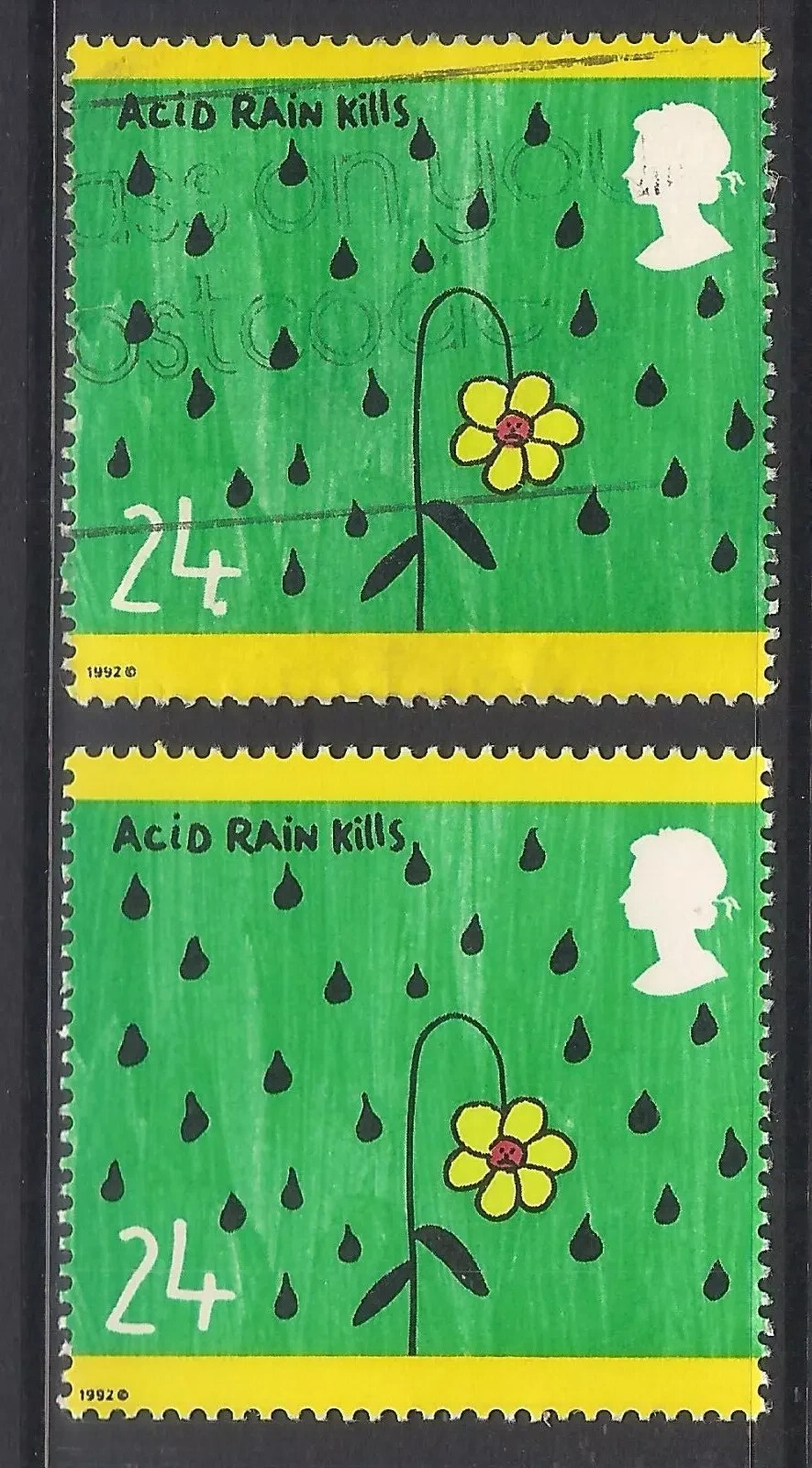 GB 1992 sg1629 Environment Green Issue 24p Dot Stop After Value Error Used A286