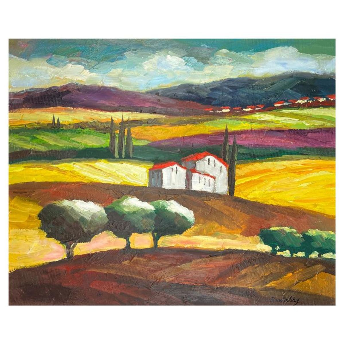 Slava Brodinsky, Hand Signed Original Painting on Canvas with Letter of Authenti