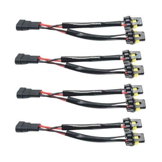4Pcs 9005/9006 Male to Female 2 Way Splitter Wire Bulb Socket Headlight Wiring 
