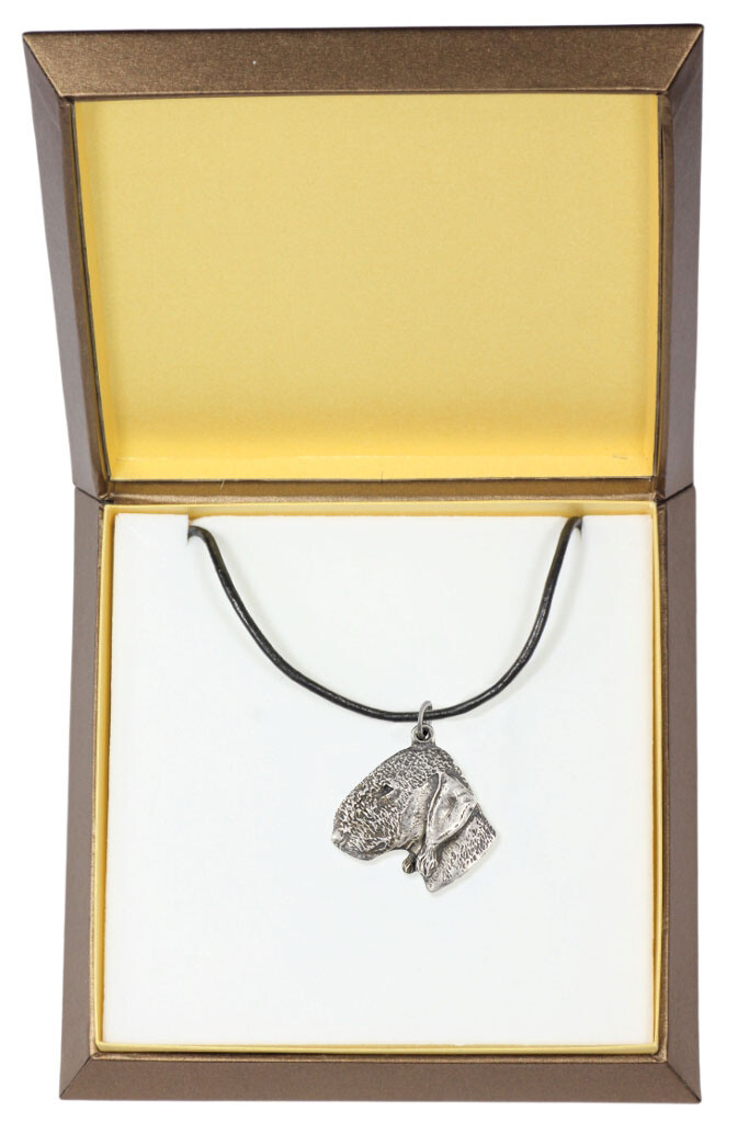 Bedlington Terrier, Rothbury Terrier - Dog Collar In Gift Box, Silver Plated