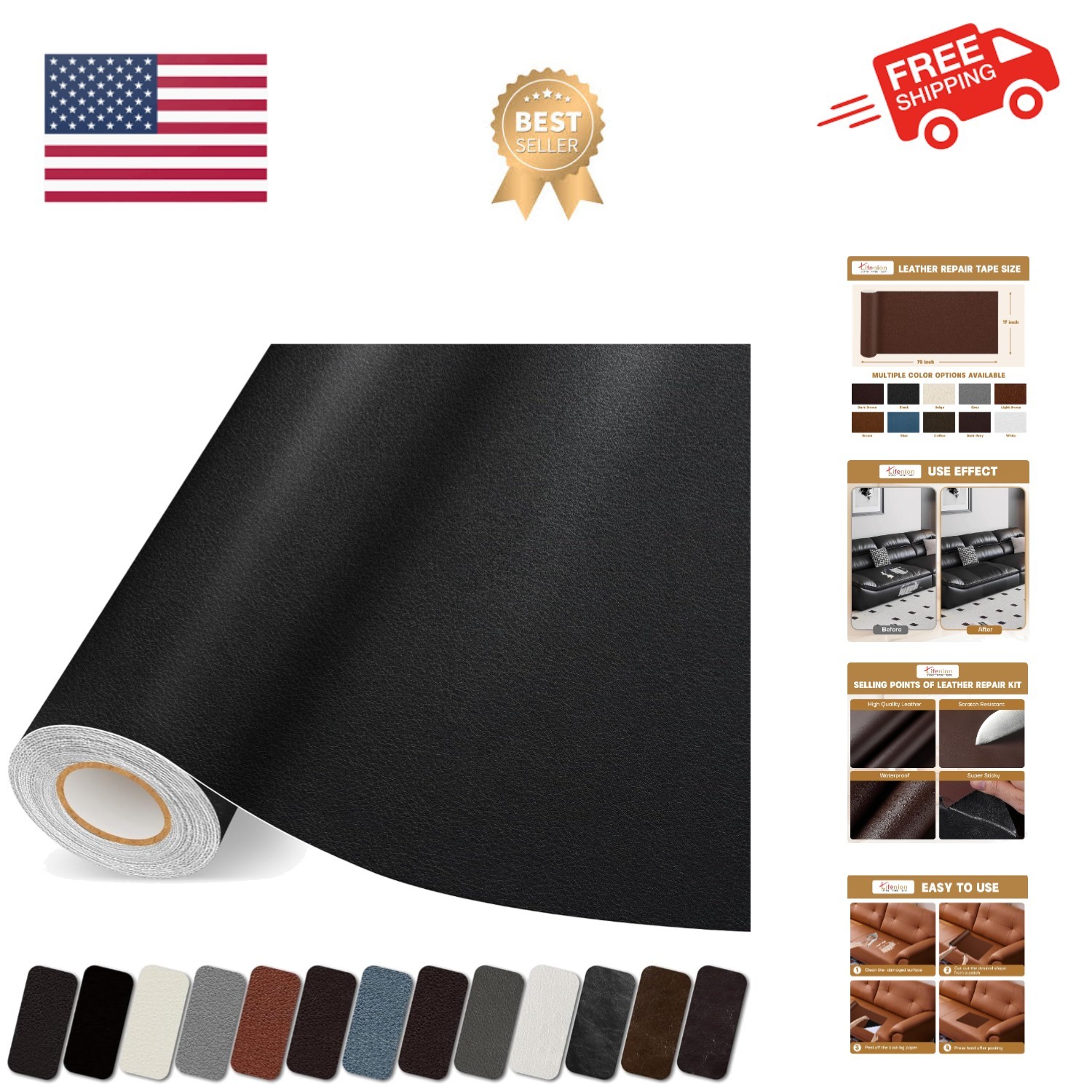 Leather Repair Patch, 17X79 Inch Self Adhesive Leather Repair Tape, Large Vin...