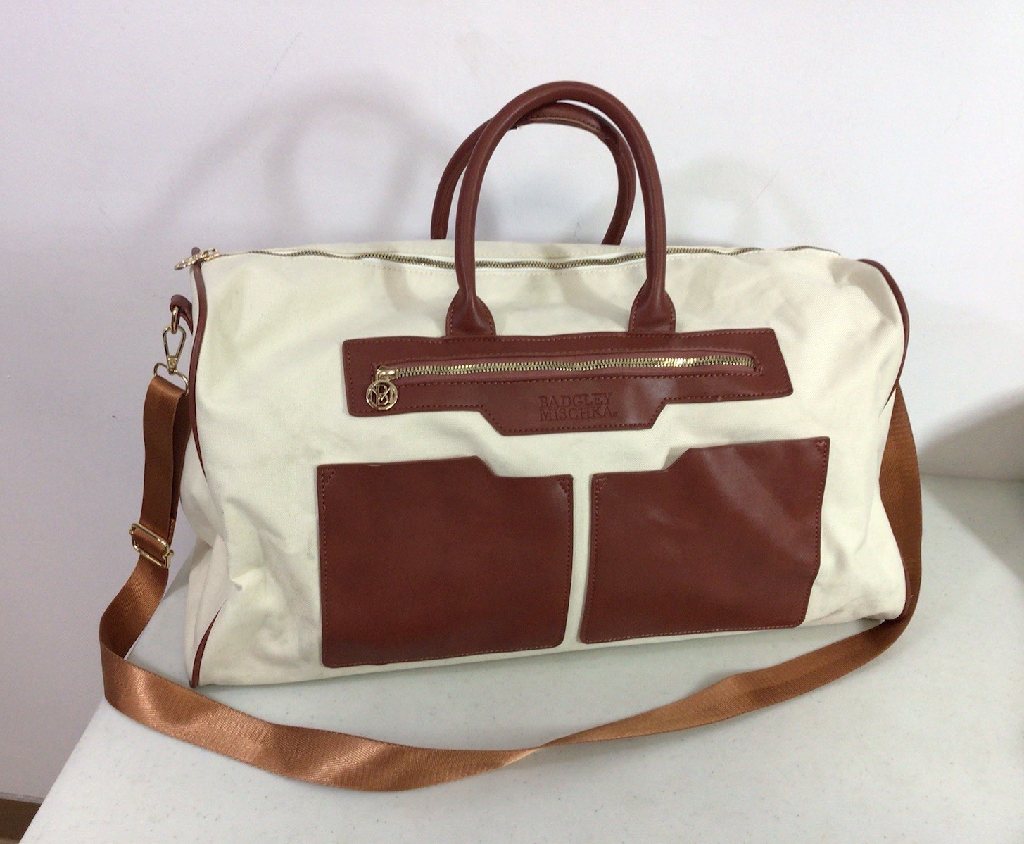 Badgley Mischka Juliet Weekender Duffel Travel Bag Ivory