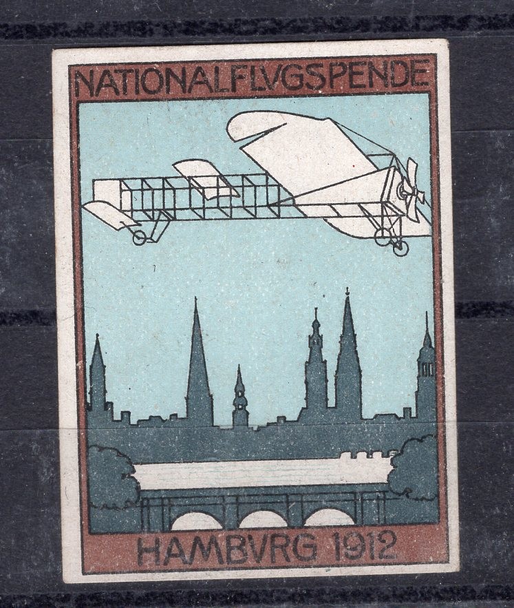Zeppelin/Postal Flight 1912 NATIONAL CARTOON HAMBURG RARE!! (EA2470