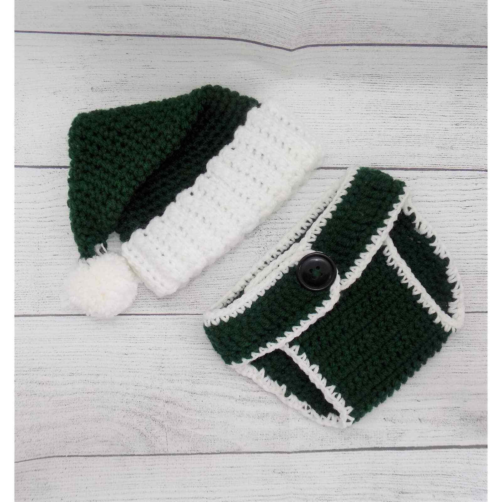 Santa Hat, Crochet Hat and Diaper Cover Set
