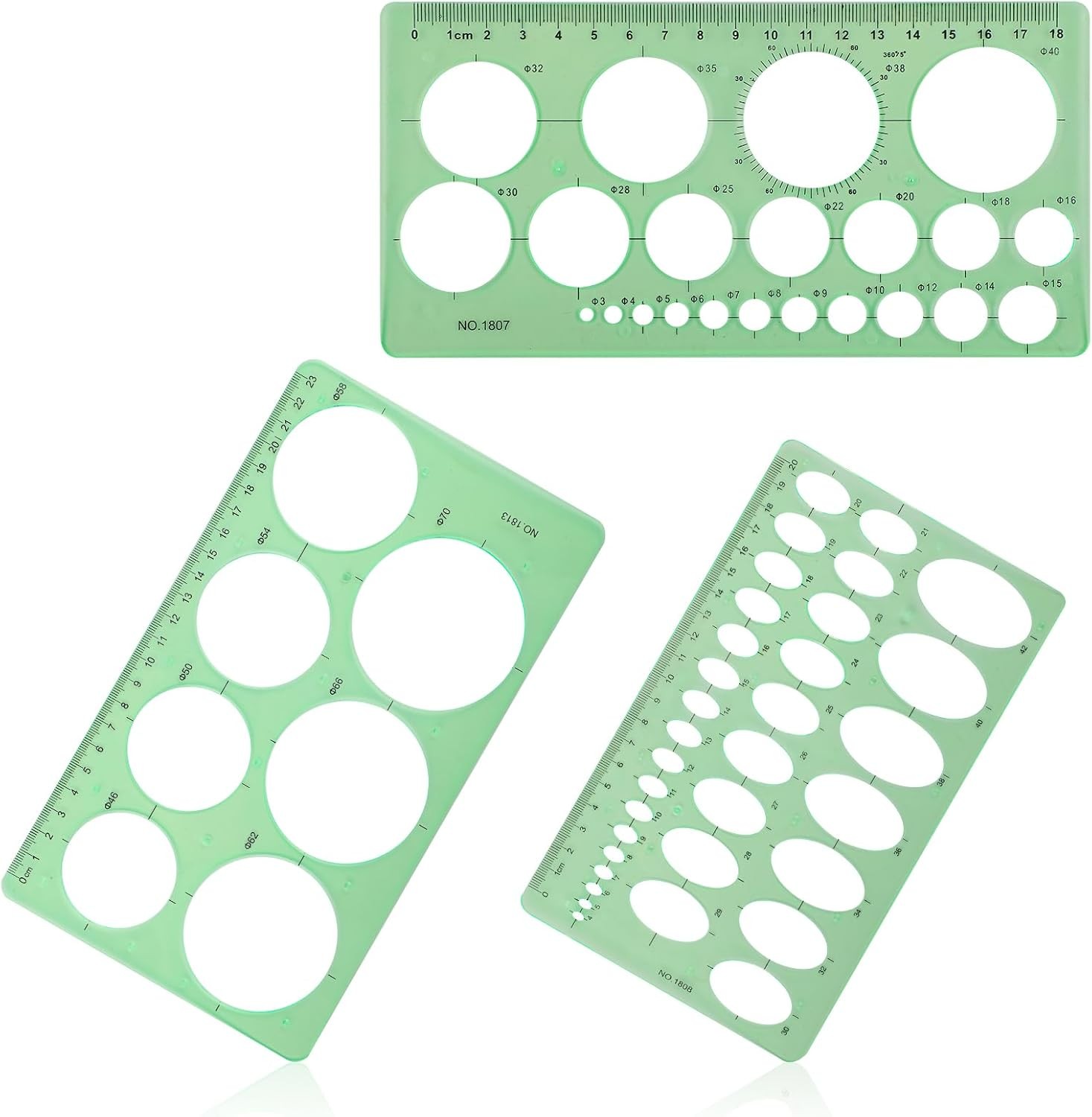 3pcs Circle Template Plastic Round Circle Stencil Geometric Circle and Oval