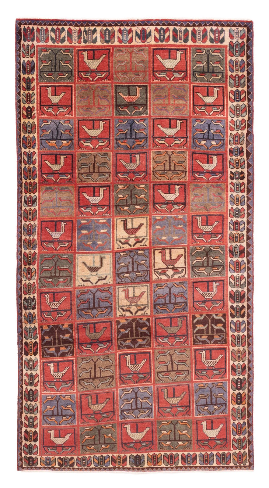 Vintage Geometric Area Rug 4'8" x 9'1" Traditional Hand-Knotted Wool Carpet