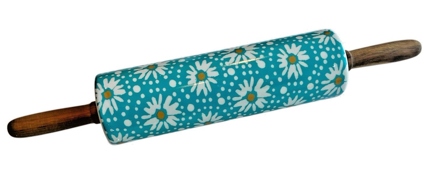 Pioneer Woman Ceramic Rolling Pin Flea Market Daisy Floral Retired New In Box