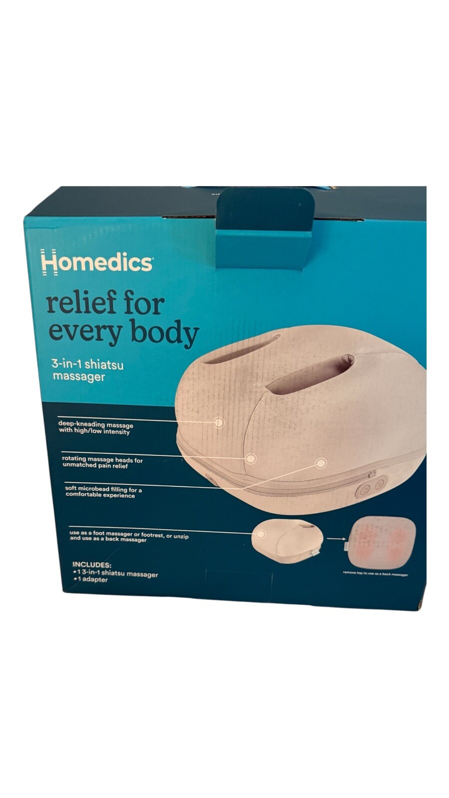 Homedics FMS-290HJ 3-in-1 Shiatsu Foot and Body Massager Plus Footrest No Stress