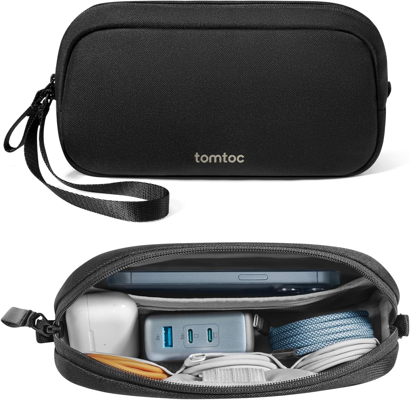 tomtoc Electronics Organizer Travel Case, Water Resistant Small, Black 
