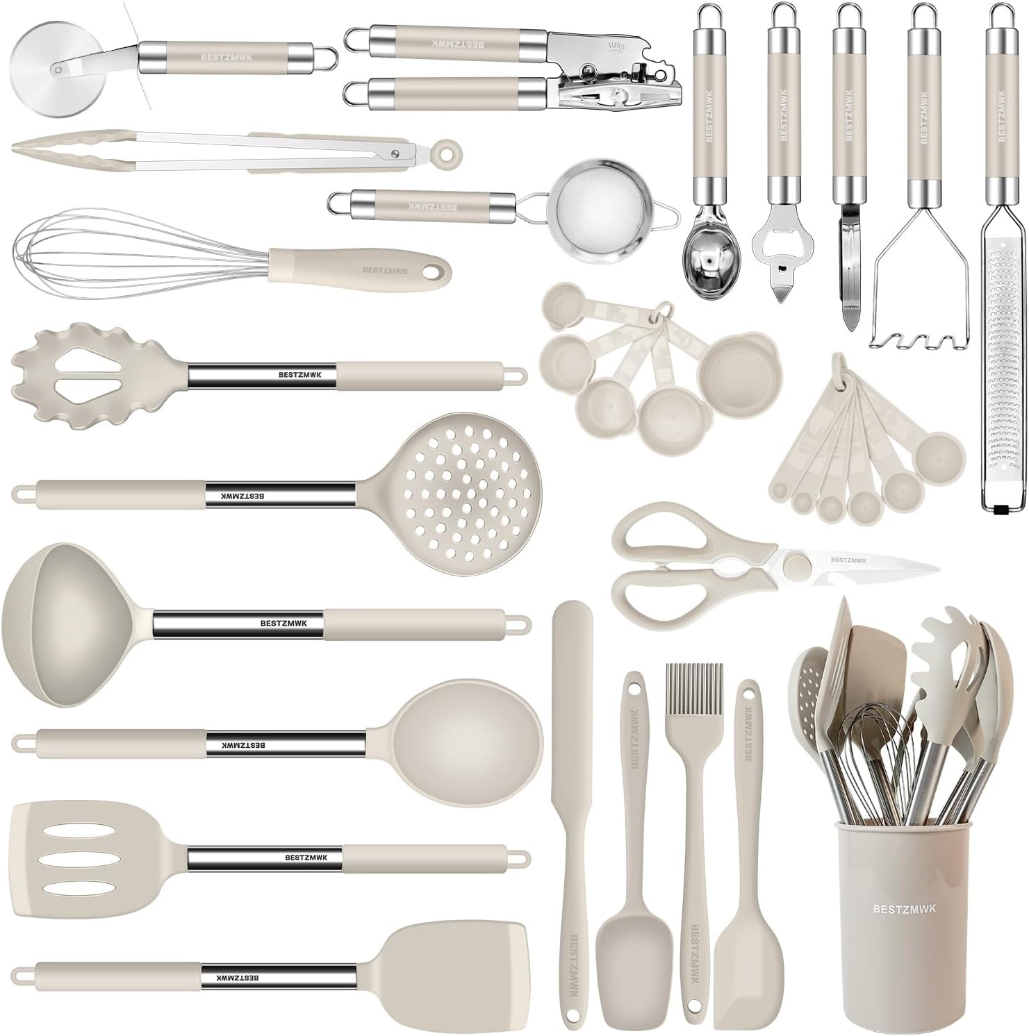 Kitchen Utensils Set-Silicone Cooking Utensils-33Pcs Non-Stick Silicone Cooking 