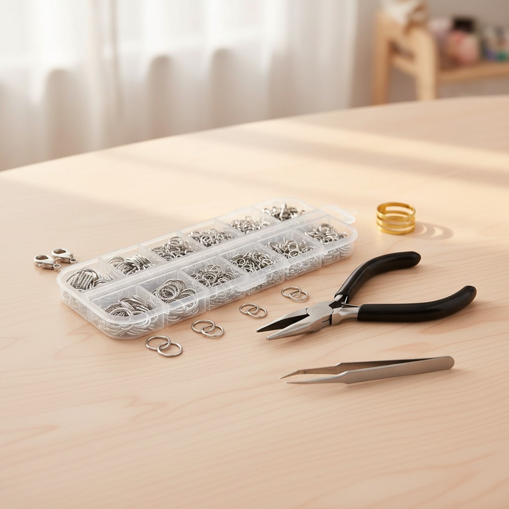 Crafting Perfection: 1200PCS Silver Jump Rings with Pliers & Tweezers Included