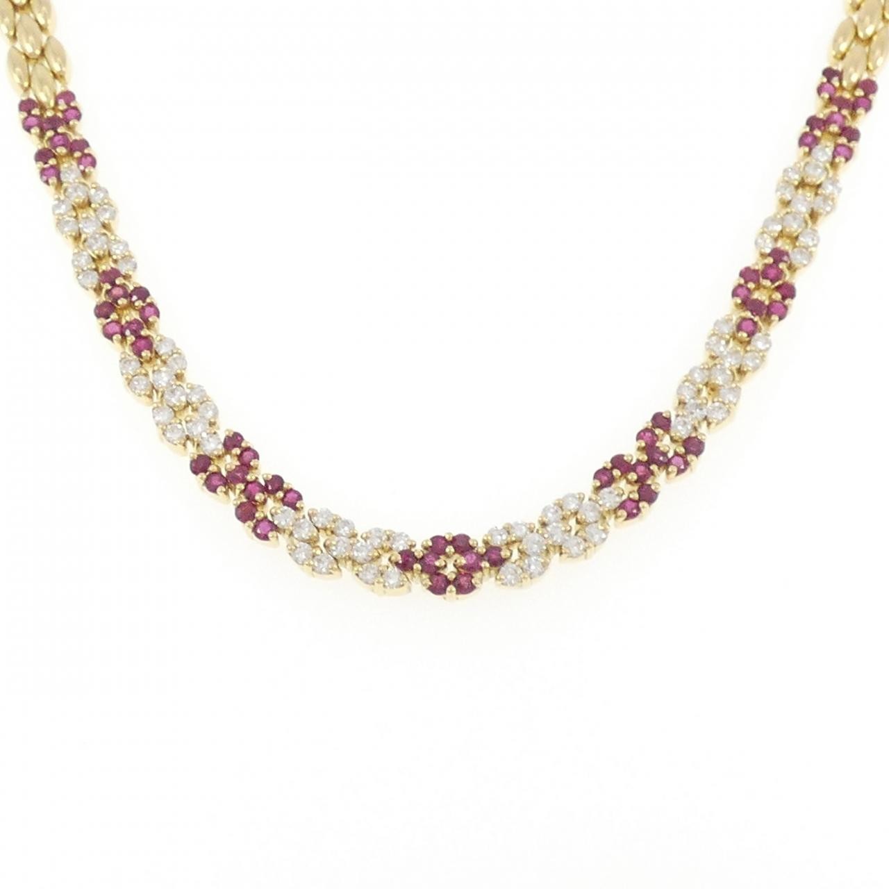 Authentic 750YG Ruby Necklace 3.12CT #260-007-043-6945