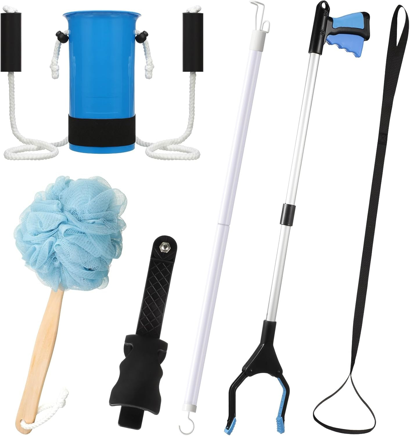 Domensi 6 Pcs Total Hip Kit with Leg Lifter Hip Back Knee Replacement Recovery 