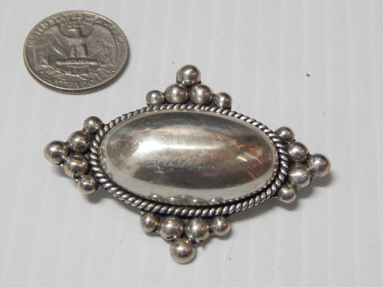 VINTAGE ANTIQUE TAXCO COLONIAL DSGN MEXICAN STERLING SILVER  COMBO PIN / PENDANT