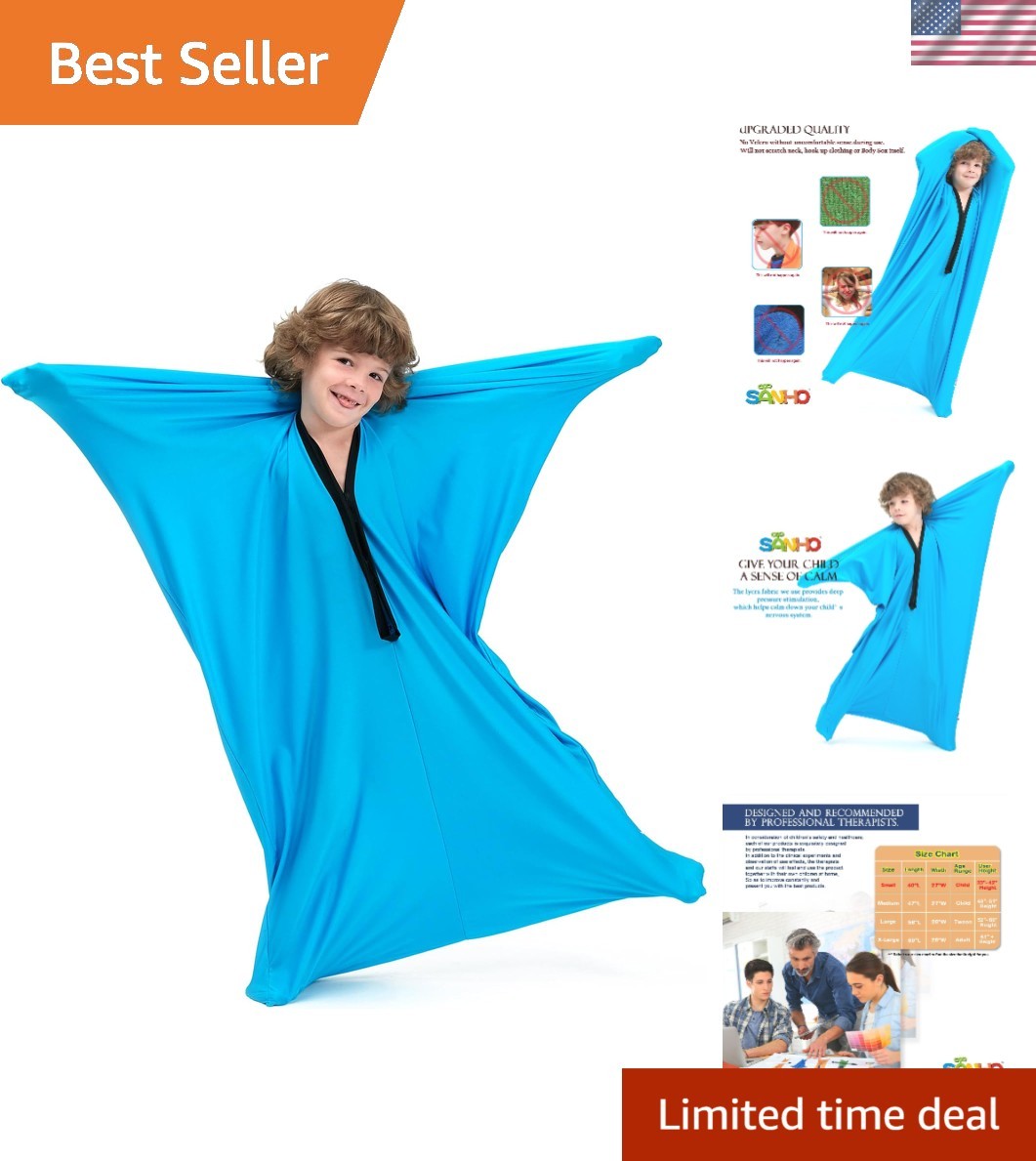 Bright Blue Sensory Body Sock for Kids 3-5