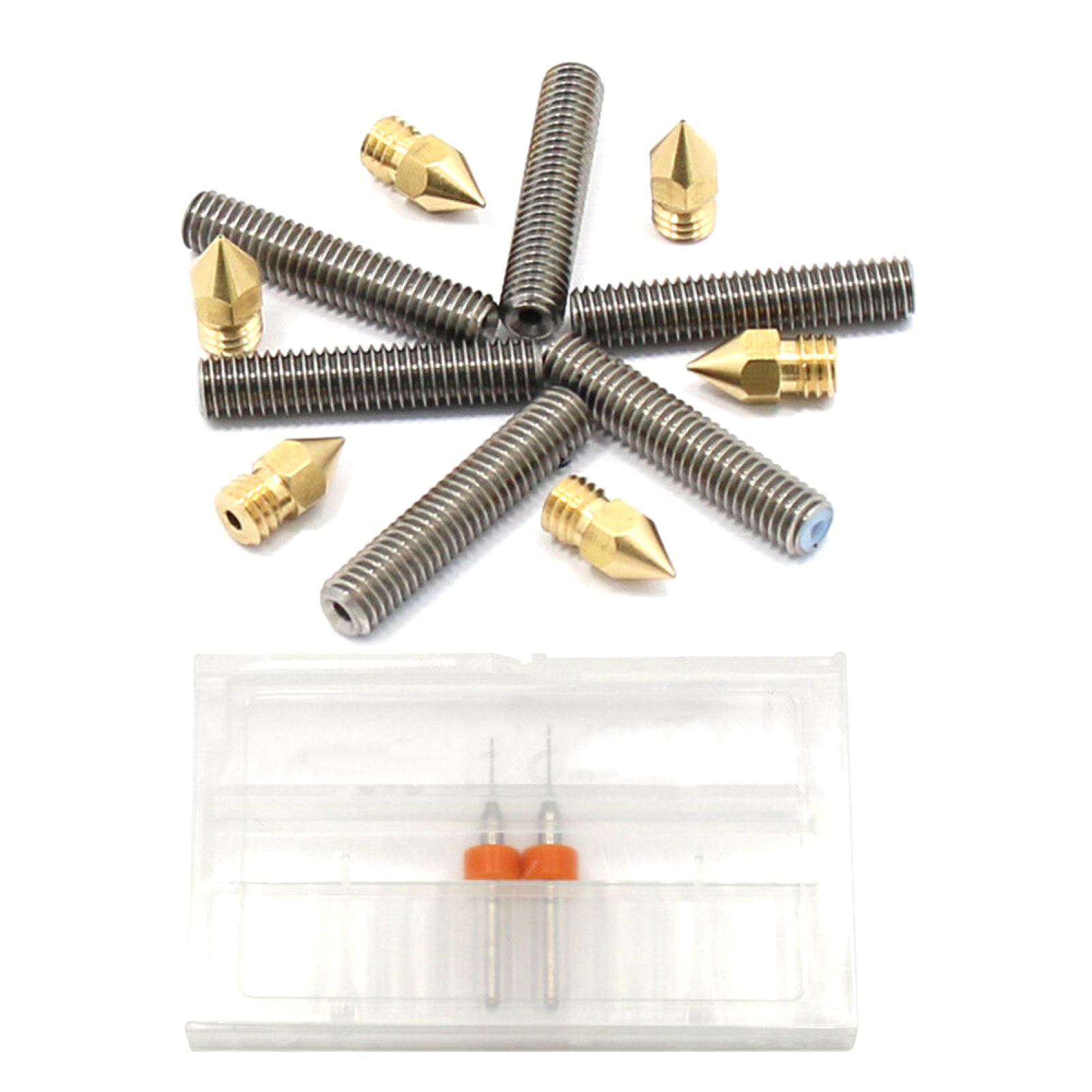 1.75mm Kit For MK8 3D Printer Extruder Brass Head Nozzle+M6 Throat Tube + Drills
