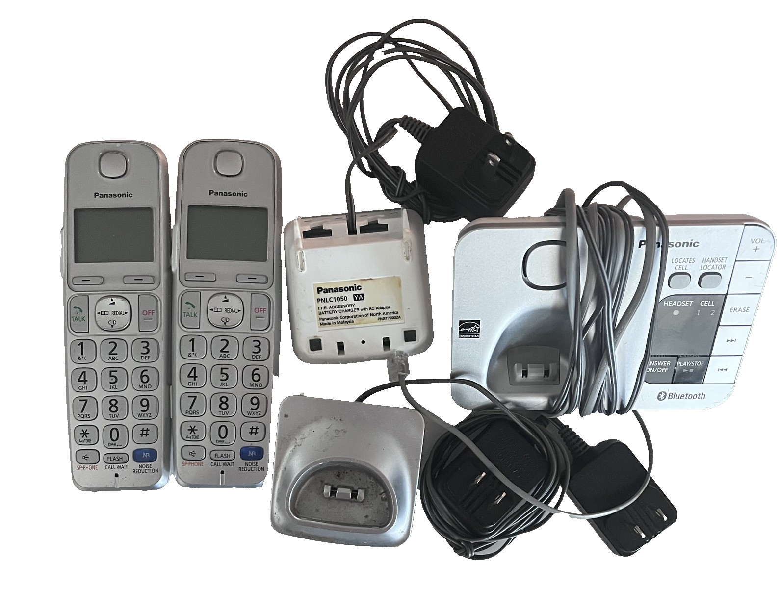 Panasonic KX-TGE260 Bluetooth Cordless Phone Set w 2 Handsets Base Charger OEM