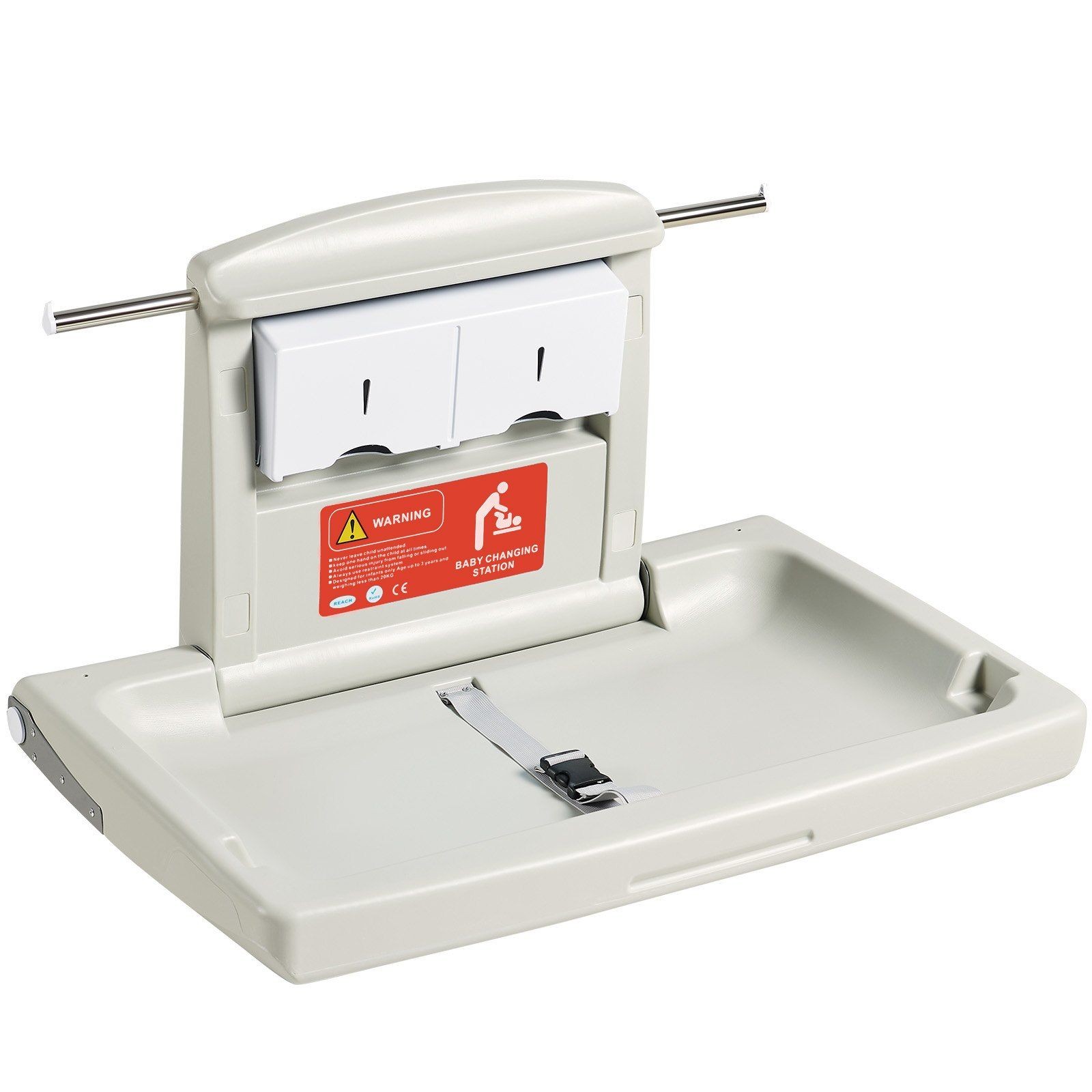 VEVOR Wall Mounted Baby Changing Station w/ Safety Straps