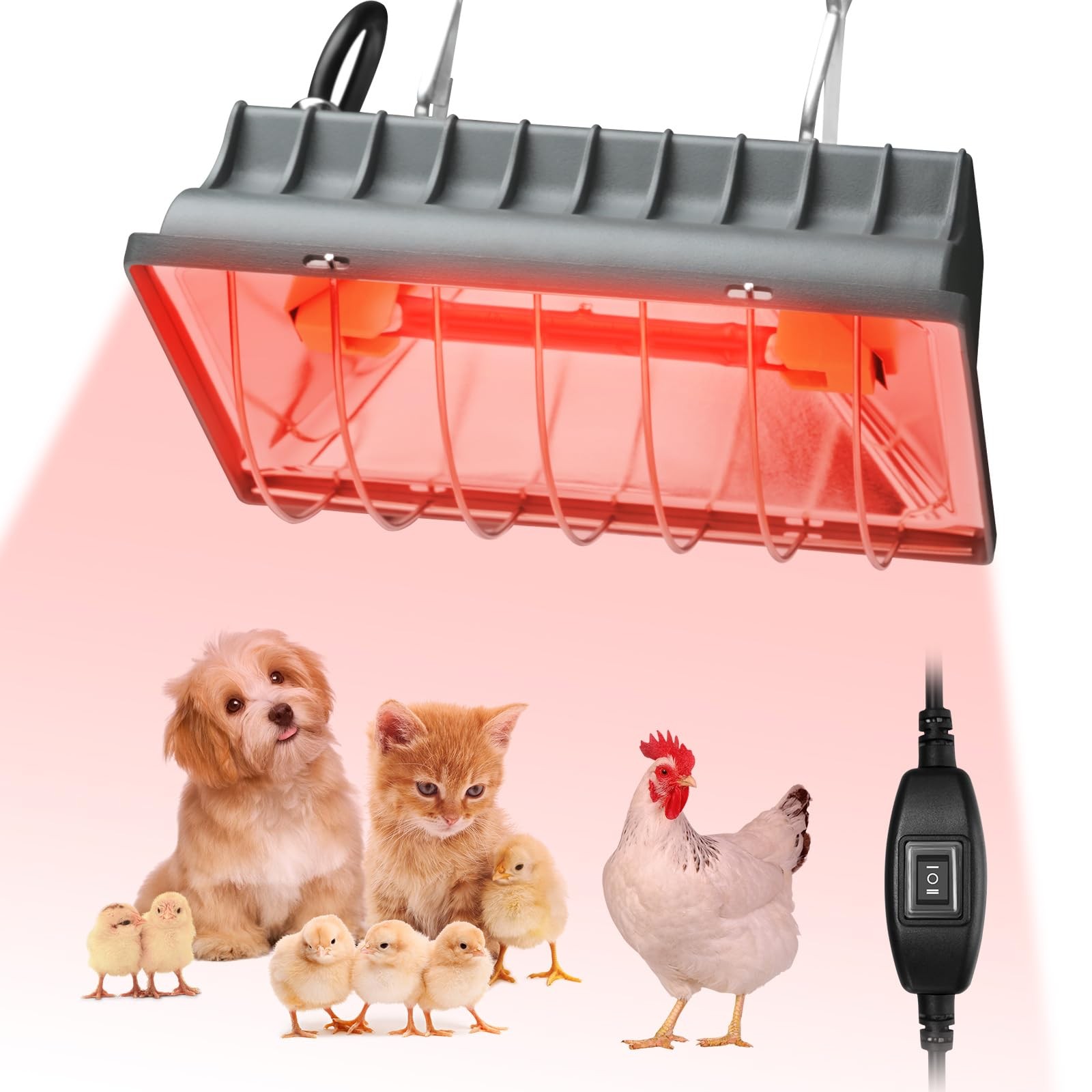Chicken Coop Heat Lamp for Dog Kennel, Cat Bed, Reptiles & Incubators - 250W ...