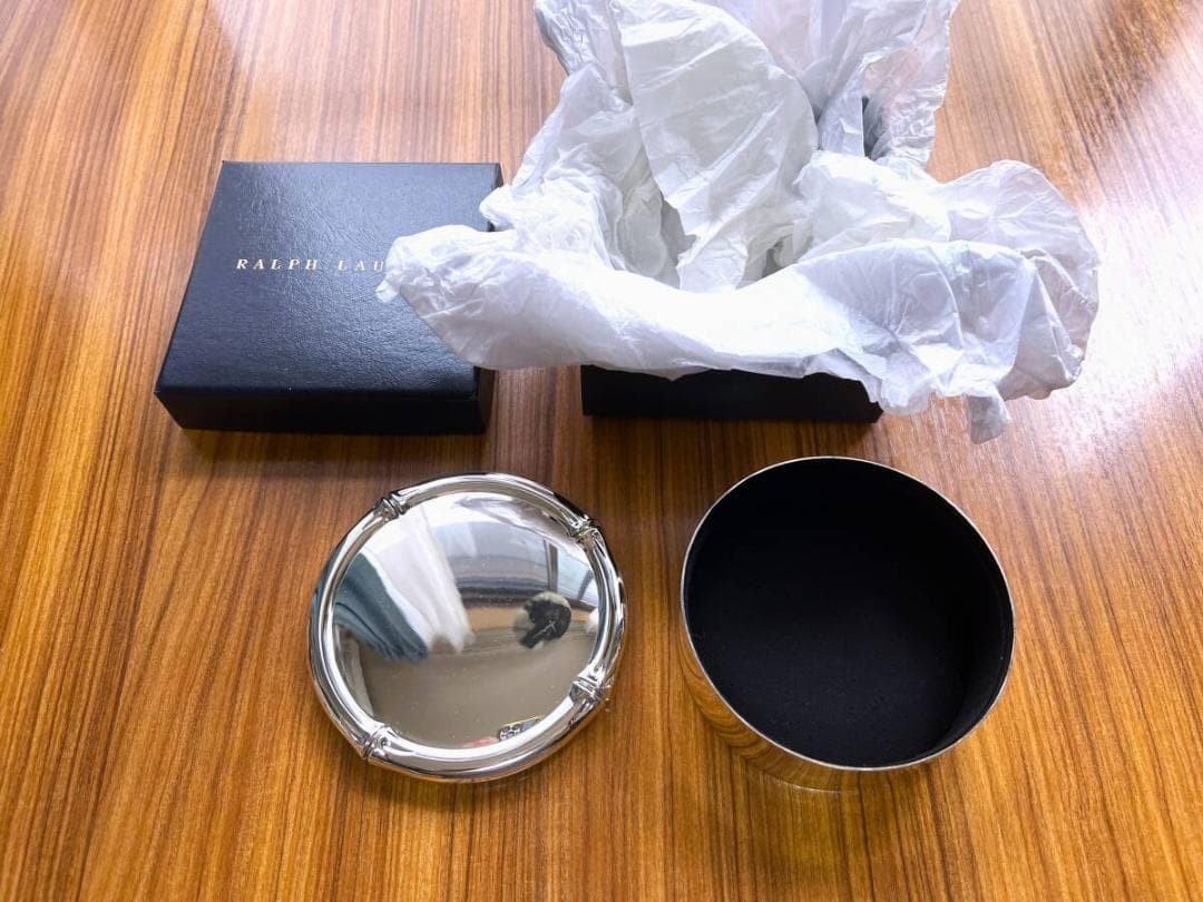 Ralph Lauren Trinket Box Accessory Case Jewelry Box Silver Interior USED from JP