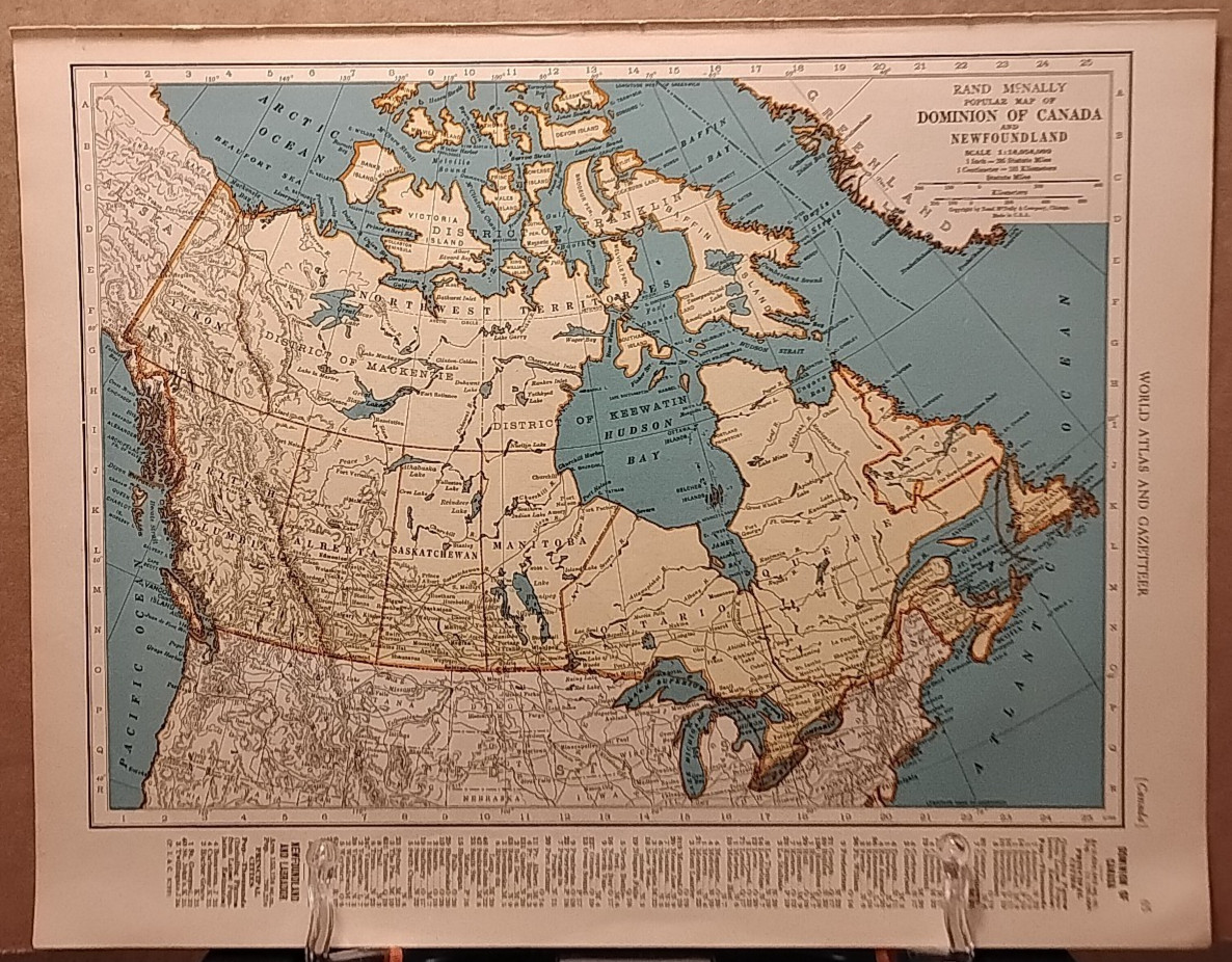 1940 Vintage CANADA Map Antique Old from Collier's World Atlas & Gazetteer