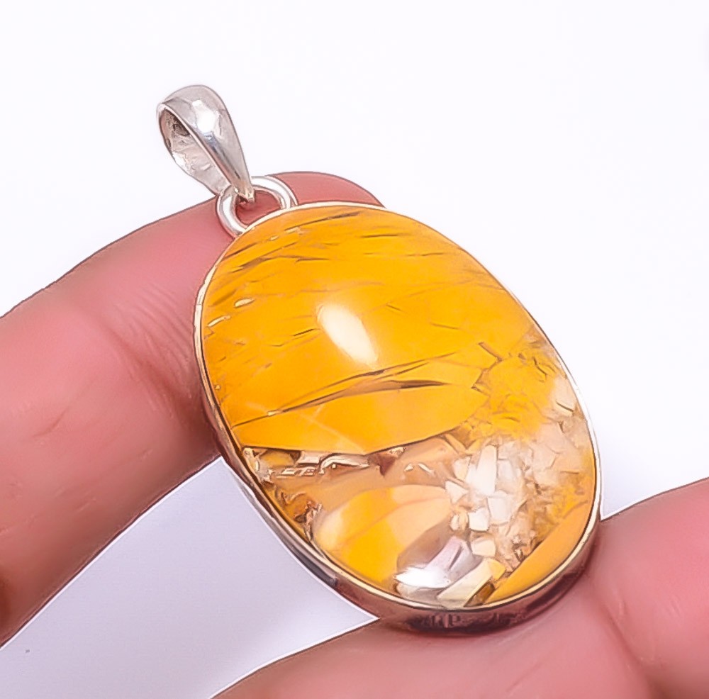 Brecciated Mookaite-Australia Gemstone 925 Sterling Silver Pendant 1.91" A375