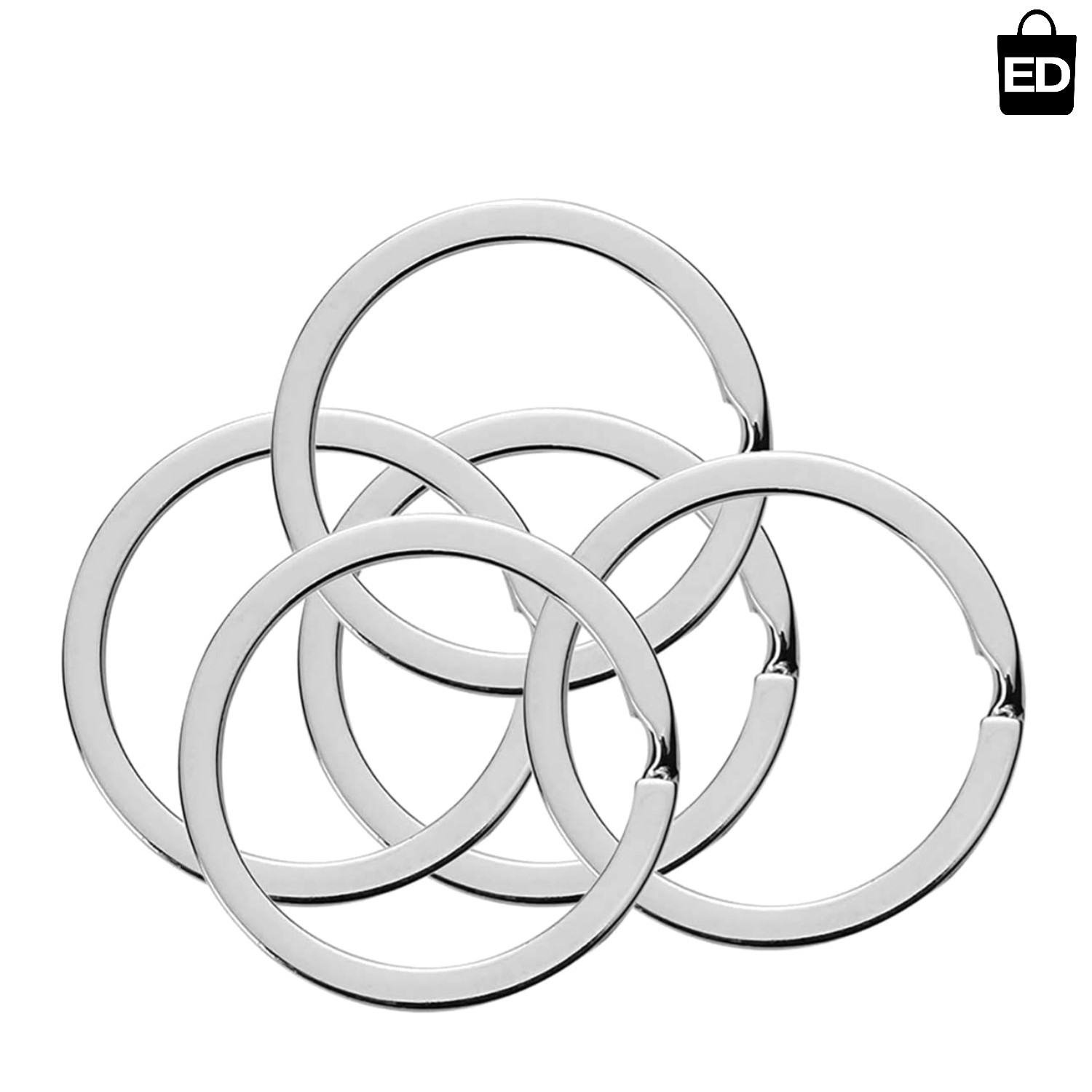 Versatile 10-Piece Flat Key Rings - 1-Inch Silver Keychains for Home & Car